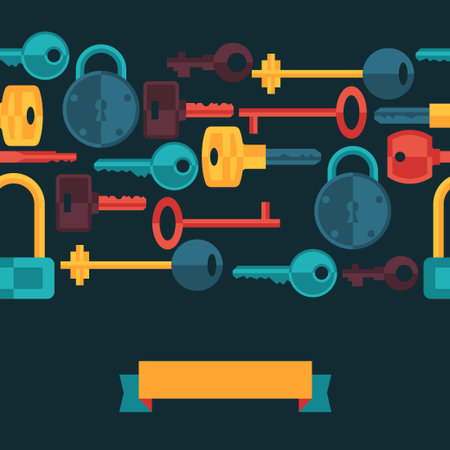 Seamless pattern with locks and keys icons.