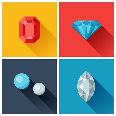 Beautiful jewelry precious stones in flat design style.のイラスト素材