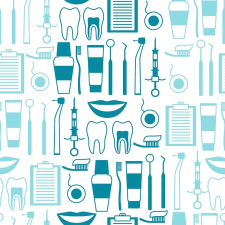 Medical seamless pattern with dental equipment icons.のイラスト素材
