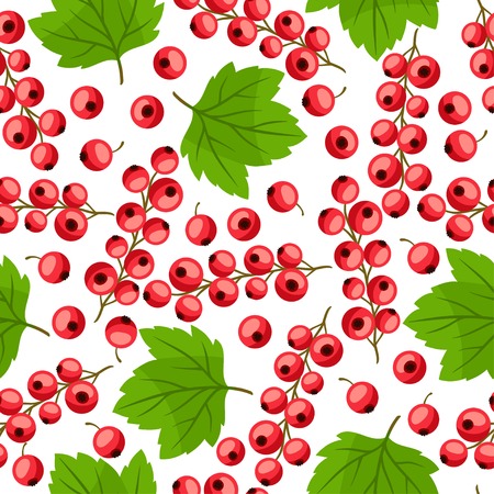 Seamless nature pattern with red currants.のイラスト素材