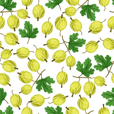 Seamless nature pattern with gooseberries.のイラスト素材