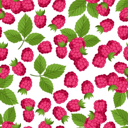Seamless nature pattern with raspberries.のイラスト素材