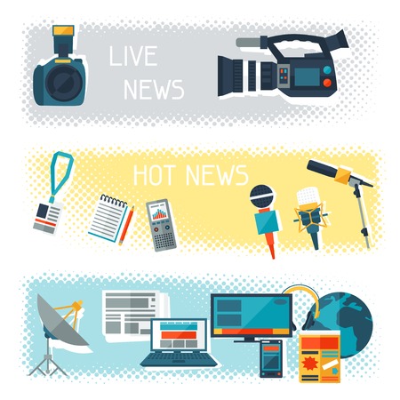 Banners with journalism icons.のイラスト素材