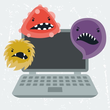 Abstract illustration laptop infected with viruses.のイラスト素材