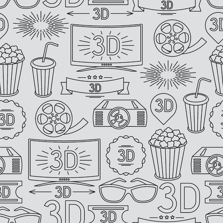 Seamless pattern of movie elements and cinema iconsのイラスト素材