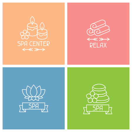 Set of spa labels in linear styleのイラスト素材