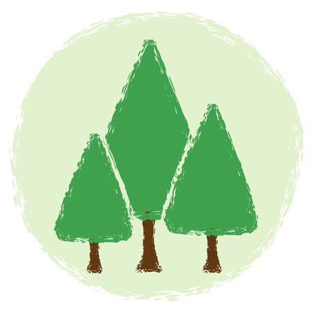 Simple abstract green tree in grunge styleのイラスト素材
