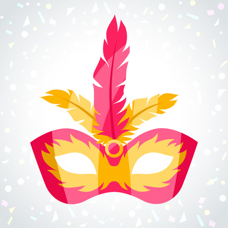 Festive carnival mask on background of confettiのイラスト素材