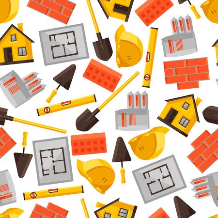 Industrial seamless pattern with housing construction objectsのイラスト素材