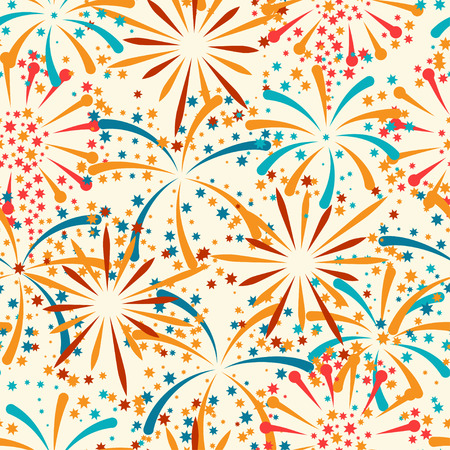 Seamless pattern with abstract fireworks and saluteのイラスト素材