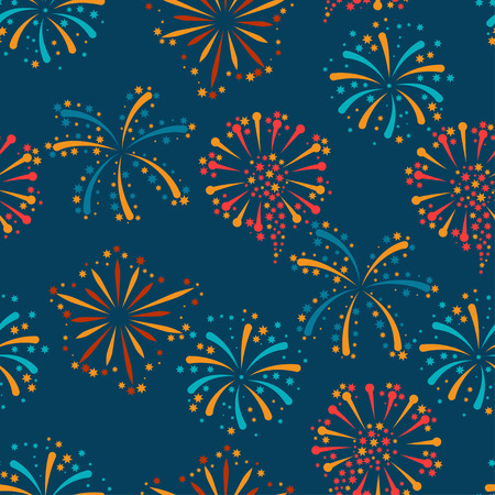 Seamless pattern with abstract fireworks and saluteのイラスト素材