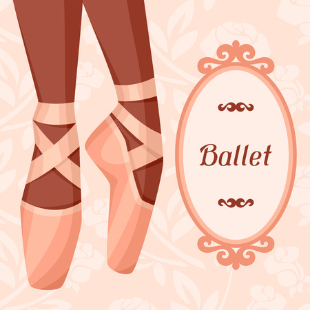 Invitation card to ballet dance show with pointeのイラスト素材