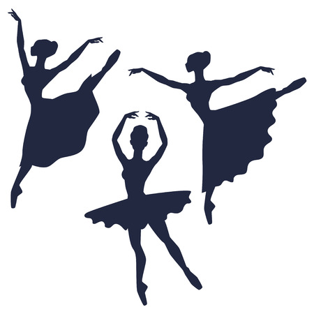 Set Of Ballerinas Silhouettes On White Background のイラスト素材 イメージマート