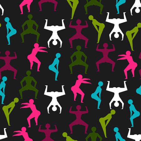 Twerk and booty dance seamless pattern with stylized figures.のイラスト素材
