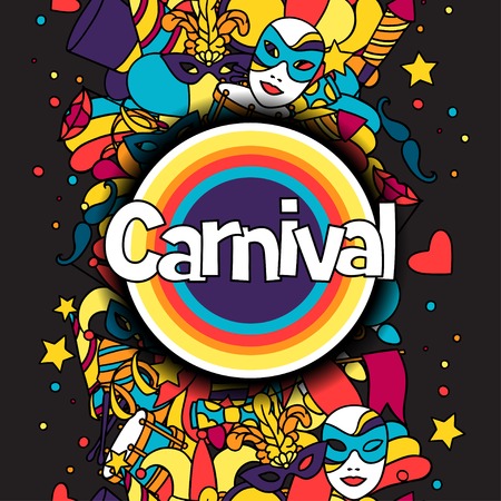 Carnival show background with doodle icons and objects.のイラスト素材