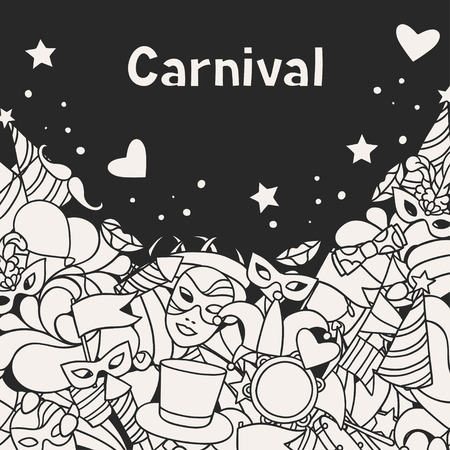 Carnival show background with doodle icons and objects.のイラスト素材