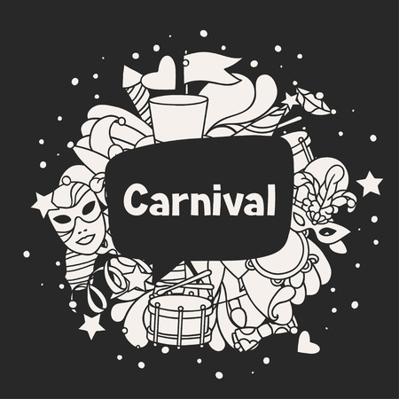 Carnival show background with doodle icons and objects.のイラスト素材