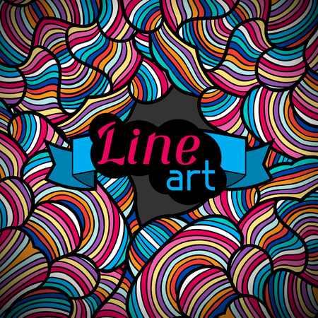 Background with hand drawn waves line art.のイラスト素材