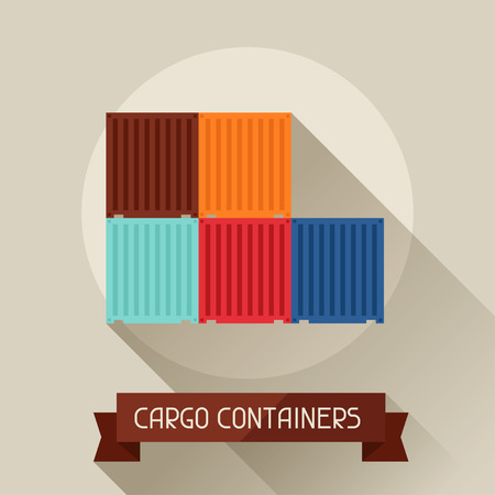 Cargo containers icon on background in flat design style.のイラスト素材