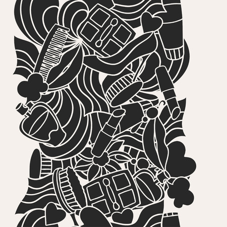 Beauty and fashion seamless pattern with cosmetic accessories.のイラスト素材