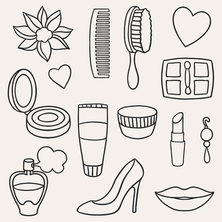 Beauty and fashion set of cosmetic accessories.のイラスト素材