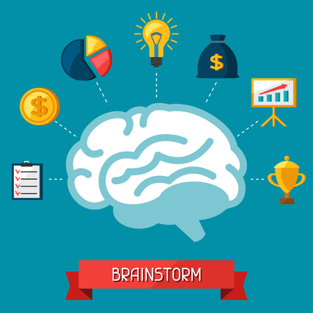 Brainstorm business and finance concept flat illustration.のイラスト素材