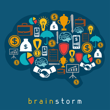 Brainstorm business and finance concept flat illustration.のイラスト素材