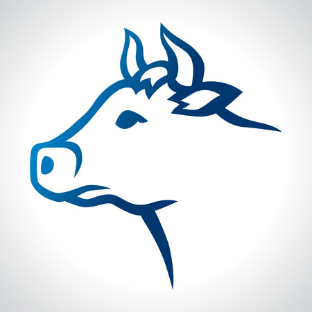 Cow head silhouette emblem design on white background.のイラスト素材