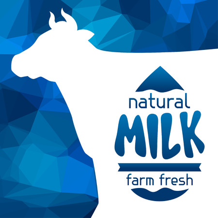 Milk emblem design on abstract polygon background.のイラスト素材