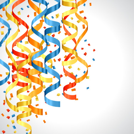 Celebration carnival background design with colored streamers.のイラスト素材