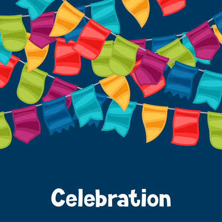 Celebration holiday greeting card garland of flags.のイラスト素材
