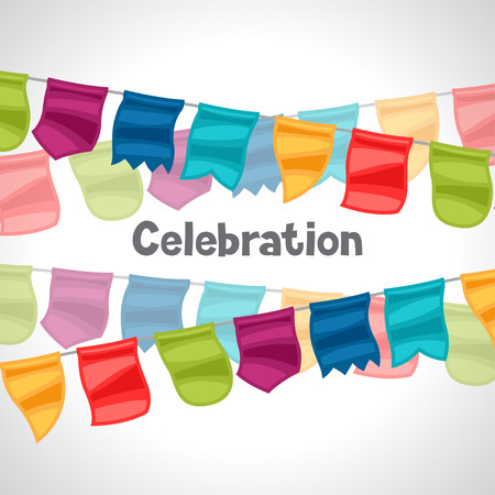 Celebration holiday greeting card garland of flags.のイラスト素材
