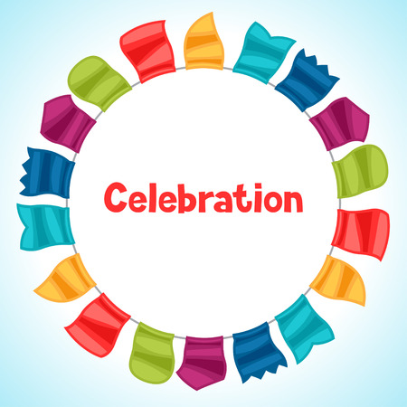 Celebration holiday greeting card garland of flags.のイラスト素材