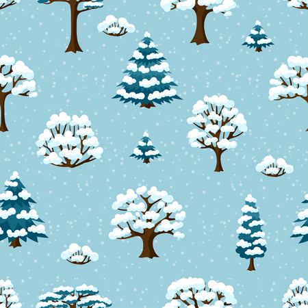 Winter seamless pattern with abstract stylized trees.のイラスト素材