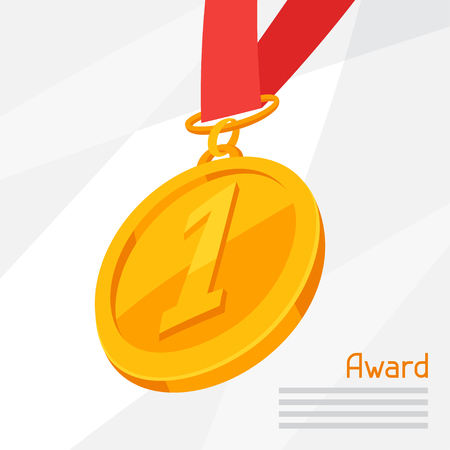 Illustration of gold medal award on abstract background.のイラスト素材