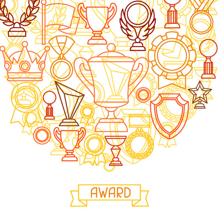 Awards and trophy sport or business line icons background.のイラスト素材