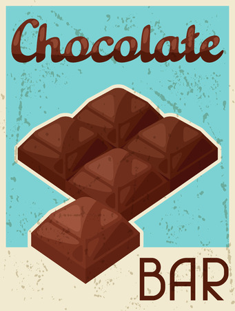 Poster with chocolate bar in retro style.のイラスト素材