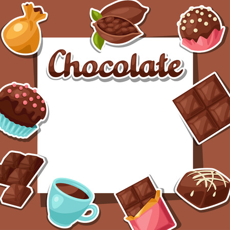 Chocolate background with various tasty sweets and candies.のイラスト素材