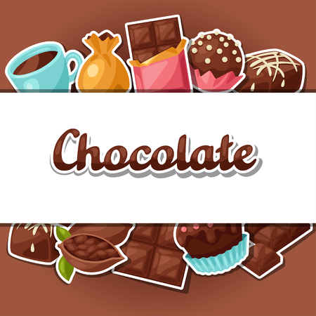 Chocolate background with various tasty sweets and candies.のイラスト素材