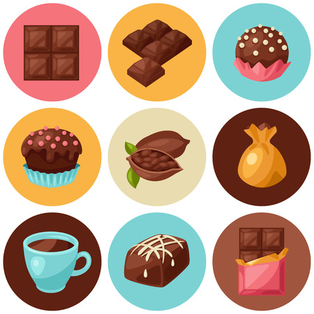 Chocolate set of various tasty sweets and candies.のイラスト素材