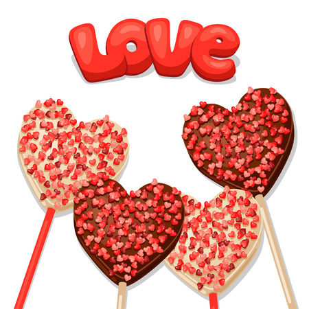 Greeting card with  sweet candies. Concept can be used for Valentines Day, wedding or love confession message.のイラスト素材