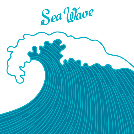 Sea background with abstract hand drawn waves. Template for invitation and greeting cards.のイラスト素材