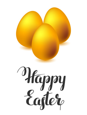 Happy Easter greeting card with eggs. Concept can be used for holiday invitations and posters.のイラスト素材