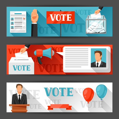 Vote political elections banners. Backgrounds for campaign leaflets, web sites and flayers.のイラスト素材