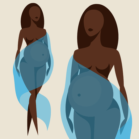 Stylized silhouette of pregnant woman. Illustration for websites, magazines and brochures.のイラスト素材