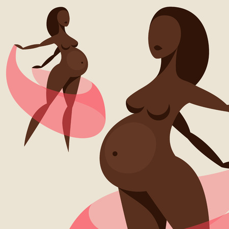 Stylized silhouette of pregnant woman. Illustration for websites, magazines and brochures.のイラスト素材