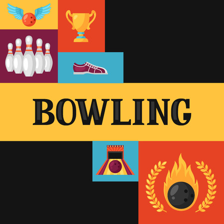 Background with bowling items. Image for advertising booklets, banners and flayers.のイラスト素材