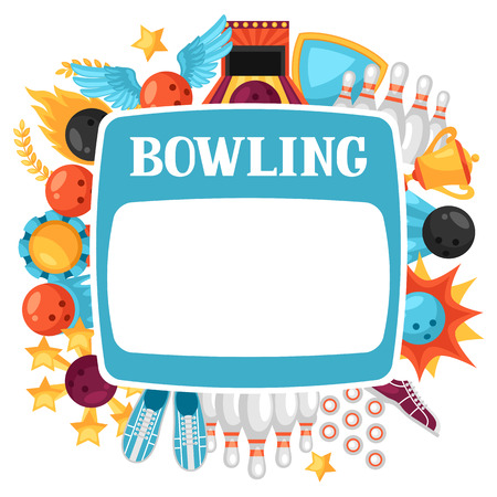 Background with bowling items. Image for advertising booklets, banners and flayers.のイラスト素材