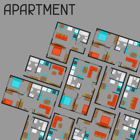 Background with architectural projects of apartment and furniture.のイラスト素材