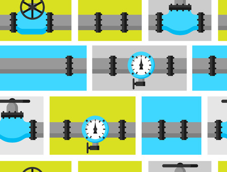 Gas control valve and pipes transportation. Industrial seamless pattern.のイラスト素材